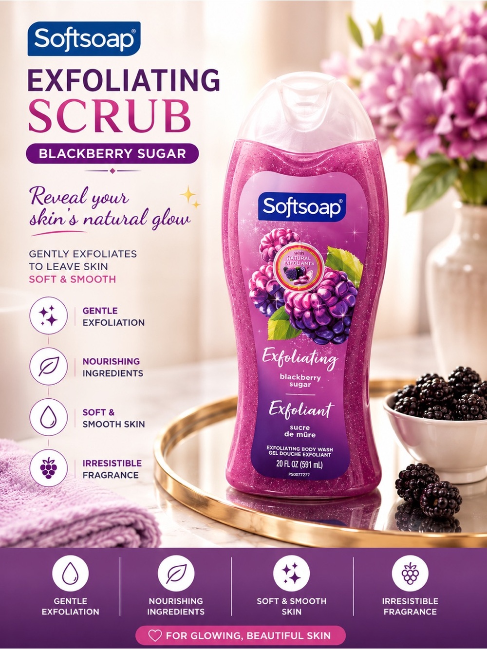 Blackberry Sugar Exfoliating Scrub - Pink